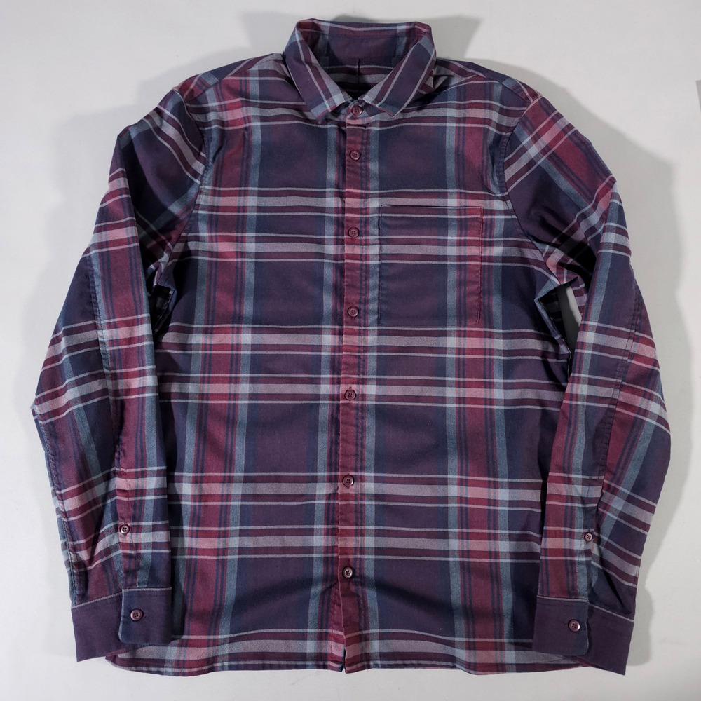Lululemon Button Down Shirt Mens M Purple Plaid Long Sleeve Casual Pocket